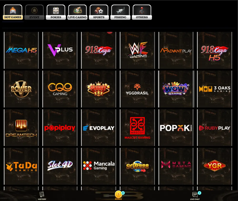 Eb7png games lobby with tabs for hot games, event, pokies, live casino, sports, fishing and others, and providers including MegaH5, 918Kaya, Yggdrasil and CQ9