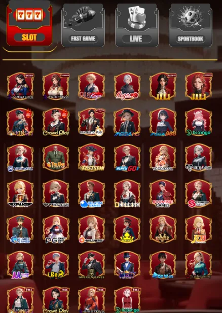Kayapng slot game lobby showing provider tiles