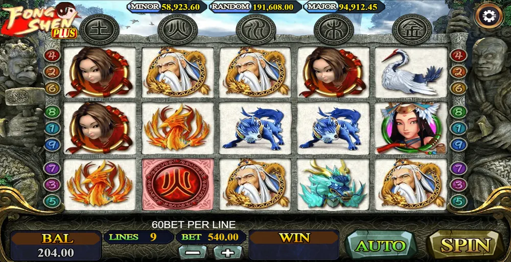 The Fong Shen Plus slot during our KissH5png free credit test, with no win on the spin