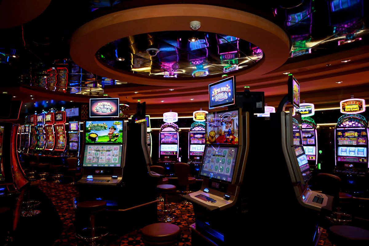 Casino gaming floor with colourful lights