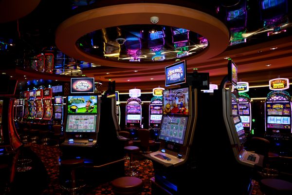 Casino gaming floor with colourful lights