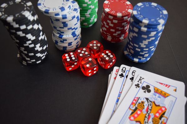 Poker chips and playing cards