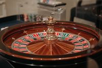 Roulette wheel on a casino table