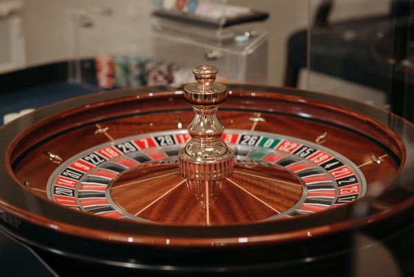 Roulette wheel on a casino table
