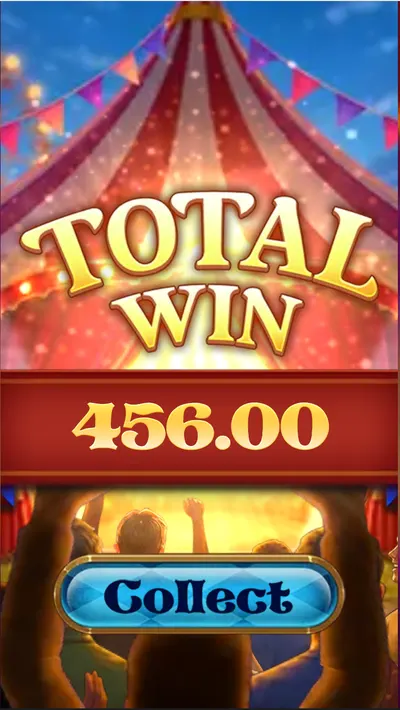 The total win screen at the end of our Pgk365 free credit test, showing 456.00
